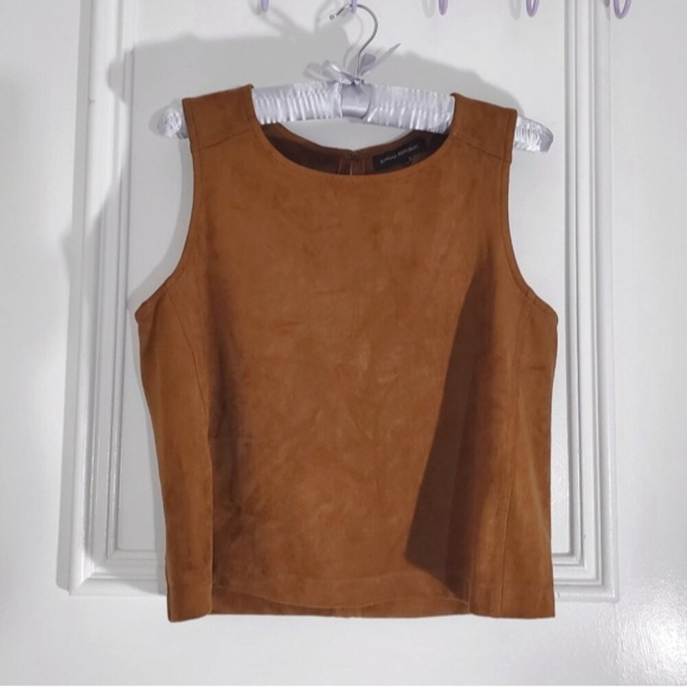 Banana Republic Vegan Suede Shell Tank In Nutmeg